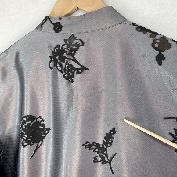 CHICO'S DESIGN Tunic 3 XL/16 Floral Jacquard Jacket Mandarin Button Front Gray - Picture 15 of 16